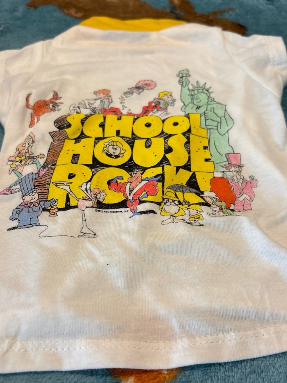 Schoolhouse Kids Tee with Yellow Logo and Multicolor Cartoon Print medium